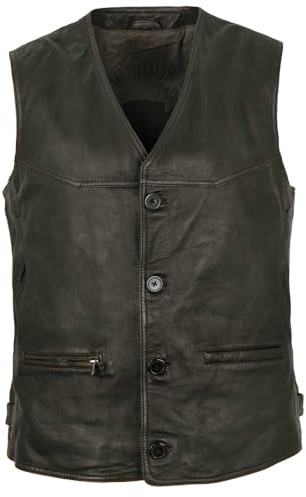 MADDOX - Herren Echtleder Lederweste Lammnappa schwarz-beige antik