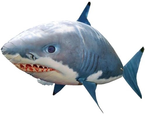 Yusat Jouets de Requin Télécommandés RC Gonflable Requin Volant Simulation Poisson (Requin Bleu)