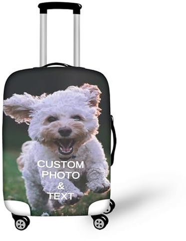 hadefa Individueller Kofferschutz, personalisierte Gepäckabdeckung mit Fototext, waschbare und kratzfeste Gepäckabdeckung, optionale Größe, mehrfarbig, Optional