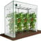 VOUNOT® Invernadero para Tomates 200x77x170 cm, Túnel de Cultivo con Techo Inclinado, Gran Puerta y 2 Ventanas, Cubierta PE Reforzada 135g/m², para Plantas Verduras Flores, Blanco