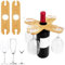 Juego de 2 Soporte para Copas de Vino de Madera de Bambú, Soporte de Madera para 4 Copas, Soporte de Madera para Copas de Vino Tinto, Soportes para Copas de Vino de Madera para Picnic, Boda, Fiesta