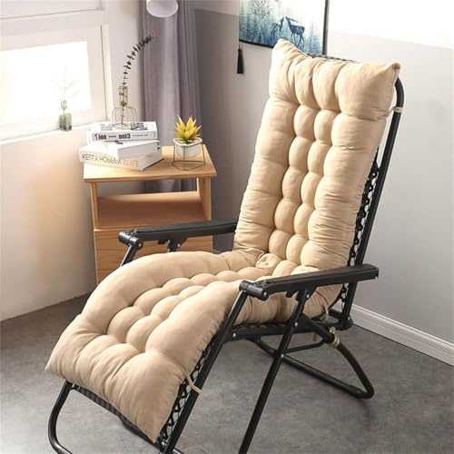 Highdi Liegenauflage Antirutsch, Auflage Gartenliege Outdoor, Dick Bequem Bank Polster Sonnenliege Auflage mit Einstellband, Kissen für Liegestuhl (Beige,180x50cm)