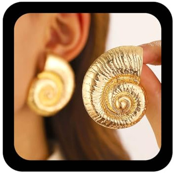 Enautoabs Boho Chunky Schnecken Ohrstecker Gold Spirale Strudel Tropfen Ohrring Übertrieben Unregelmäßig Geometrische Ohrringe Vintage Strand Schnecke Texturierte Ohrringe Schmuck Für Frauen