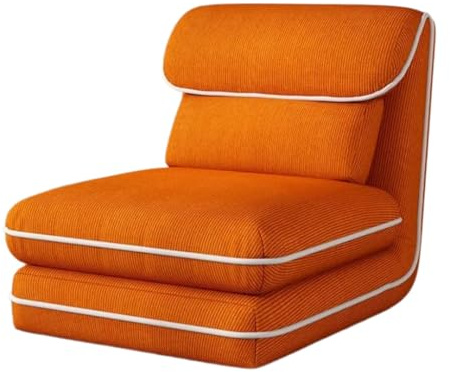 3-in-1-Schlafsessel mit verstellbarer Rückenlehne, Klapp-Couch mit Kissen, bequemer Bodensofa, Akzentstuhl für Wohnung/Schlafzimmer/Büro (Orange)