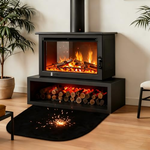 Kaminmatte Feuerfest, 100 x 50 cm Feuerfeste Unterlage, Funkenschutzplatte für Kaminofen,Feuerschutzmatte für Holzofen Zum Schutz des Bodens Vor Funken