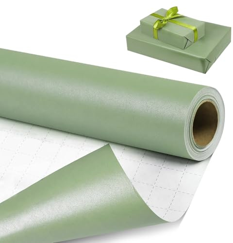 ANBOWEI Rouleau de Papier Cadeau Vert Sauge 43cm x 10m | Papier Cadeau Uni pour Anniversaire, Mariage, Fête, Noel Emballage Cadeau