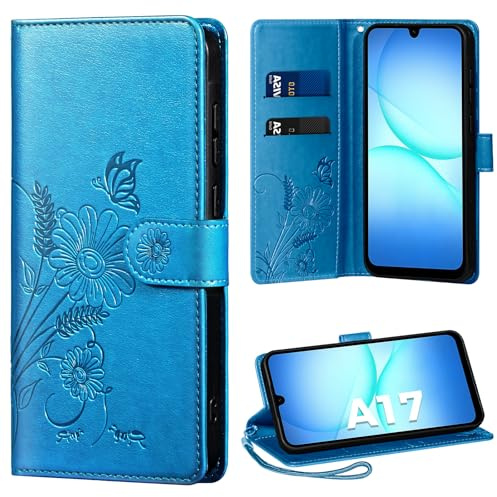 Thorhülle Handyhülle für Samsung Galaxy A17 5G Hülle, für Galaxy A17 5G Hülle PU Lederhülle Tasche Flip Case Kartensteckplätzen Schutzhülle Kompatibel mit Samsung A17 5G Klapphülle,Blau