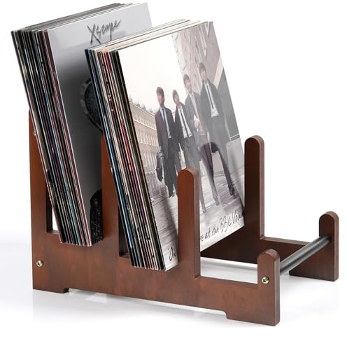 Schallplattenständer Holz Schallplatten Aufbewahrung Vinyl Halter Braun
