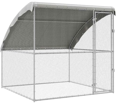 vidaXL Hühnerkäfig Silber 2 x 2 x 2 m Verzinkter Stahl, Garten und Terrasse, Robuster Hühnerkäfig, Stahlhabitat, Wetterfester Käfig, Abschließbare Unterkunft für Hühner