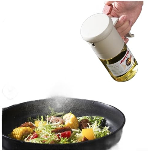Speiseöl-Sprüher, Jupiterförmige Glas-Sprühflasche mit auslaufsicherem Weitwinkel-Ventilator, Zerstäubungsfunktion für die Küche (weiß)