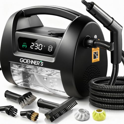 Nettoyeur Vapeur Haute Pression Portable, Appareil à Vapeur 110℃/3,5Bar pour la Maison, Chauffage Rapide 30s avec 3 Niveaux de Vapeur, Convient pour Carrelage, Cuisine, Salle de Bain et Voiture, Noir