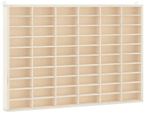 Roanoer Sammlervitrine aus Holz, Setzkasten mit 60 Fächern für Sammlerstücke, Wandregal zur Wandmontage, 60 x 40,5 cm, Regal für Miniaturen, Modellautos und Dekoration