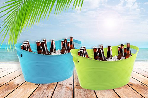 Ice Buckets Pack of 2 Outdoor Party BBQ Summer Party Drinks Home Garden Bello Barware - Blue & Green