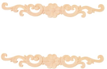 Muxsam - Decorazione in legno intagliato non verniciato per mobili e porte, in stile europeo, a tema floreale, 2 pezzi, dimensioni 27 x 4 cm