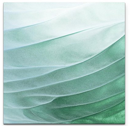 Paul Sinus Art Leinwandbilder | Bilder Leinwand 90x90cm Abstrakt – grüne Wellen