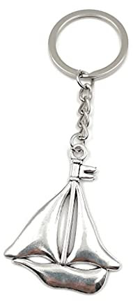 Onwomania Porte-clés avec pendentif en métal argenté pour bateau à voile