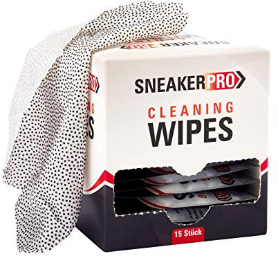 SneakerPro Cleaning Wipes feuchte Reinigungstücher für Sneaker/Schuhe/Kleidung [15 Stk. einzeln verpackt, Glatte & strukturierte Seite für groben Schmutz] - SNKRWPS15