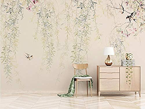 Wallpaper chinesische blume handgemalte weinrebe blume und vogel fototapete 3d fototapete moderne tapete fototapete 3d effekt tapete tapeten wald vintage wandbild wandbilder kinderzimmer-350cm×256cm