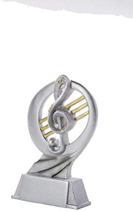 Henecka Gesang Musik-Pokal, Resinfigur Musik, Silber mit Gold, mit Wunschgravur, Größe 17 cm