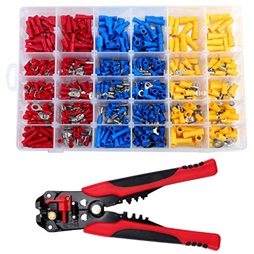 Aussel Wire Crimping, Cutting & Stripping Tool Set with 500pcs Insulated Connectors Kit