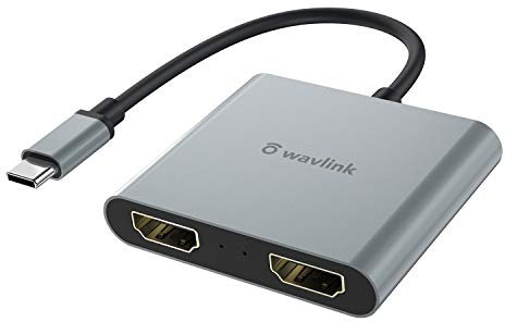Wavlink Adaptateur USB-C vers Double HDMI 4k MST, Portable Hub, convertisseur Type C vers HDMI, pour Macbook Pro, Macbook Air, iPad Pro et Plus, Compatible avec Windows, Mac OS, Linux
