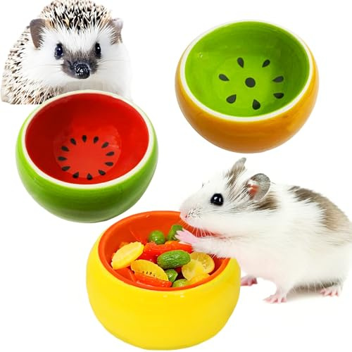 JSLZF Hamster Bowl Ceramic Rat Bowl Small Hamster Food Dish Prevent Knocking Over, Food Splashing and Chewing Feeding Dish for Gerbil Chinchilla Rat Ferret (3 PCS)