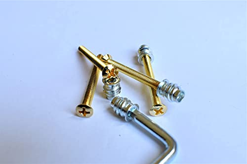 Nectite Vis de Fixation Manche Guitare & Inserts – Or – pour Fender Stratocaster & Telecaster – M5 × 45 mm à grosse tête, lot de 4 avec outil de montage