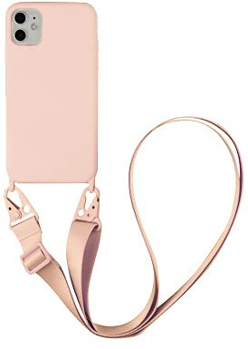 Jacyren Chaîne de téléphone Portable Compatible avec iPhone XR, étui de Protection Silicone TPU avec Cordon de Serrage pour Le Cou, Coque de Protection avec Bande Case Covert pour iPhone XR, Rose