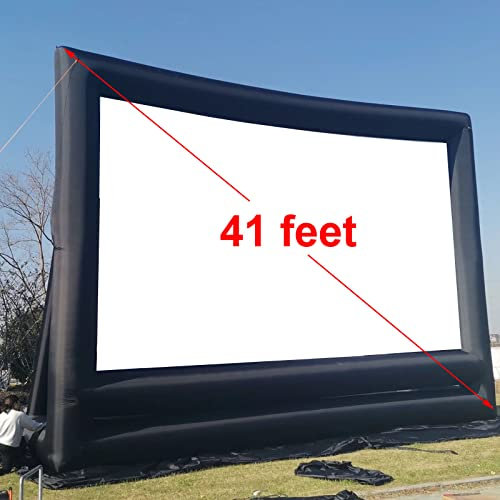 41ft/40 ft Inflatable Movie Screen Outdoor Exclude Blowers - Front and Rear Projection - Commercial Projector Screen for School, Churches, Grand Parties, Drive-in Theater(41ft Without Blowers)