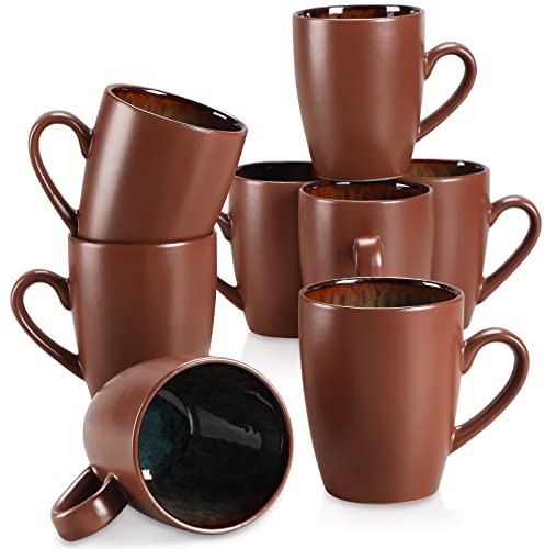 Kaffeetassen Steingut, vancasso BUBBLE 8-teiliges Tassen Set, 380ml Kaffeebecher mit Henkel