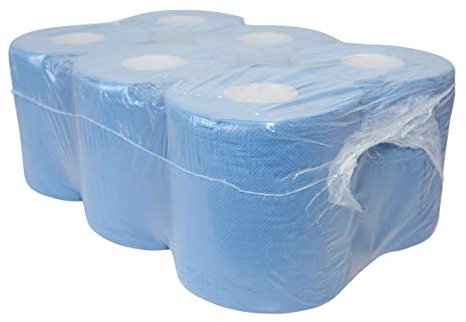 BOVE Handtuchrolle Midi 2-lagig blau 150m 20cm 6 Papierrolle (400 Blatt je Rolle) (8308000) – Putztuchrolle für Industrie, Werkstatt und Gastronomie