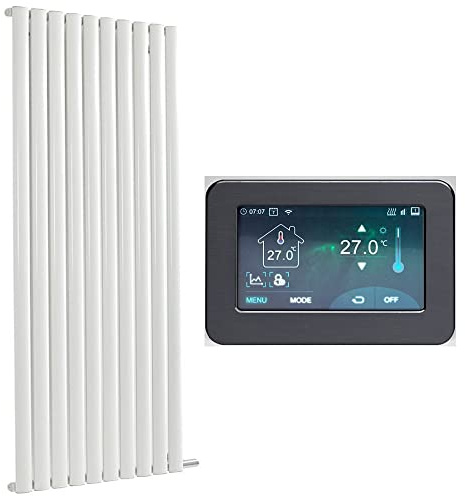 MILANO 1500W White Single Oval Panel Dry Heat Electric Radiator 1784x590mm
