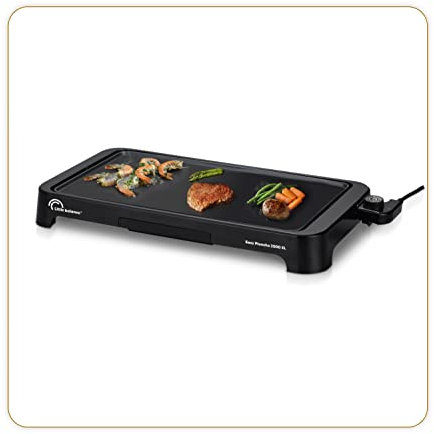 LITTLE BALANCE 8552 Easy Plancha 2000 XL Elektrische Grillplatte für 6-8 Personen, XXL-Kochfläche, alle Arten von Lebensmitteln, 2000 W, Schwarz