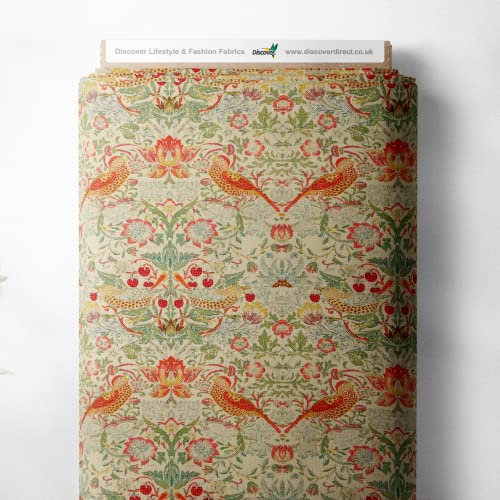 100 % Baumwolle, William Morris Erdbeerdieb, bedrucktes Design, Quilten, Handwerk, Kleid, hochwertiges Nähmaterial, 140 cm breit (Meterware, Leinen)