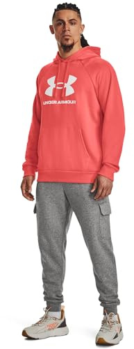 Under Armour Rival Fleece Logo Hoodie, Felpa Uomo, Venom Rosso / / Bianco, L