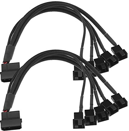 2Pcs 5 in 1 4-pin Molex to 5 x 3-pin / 4-pin PC Chassis Fan Separator PC Chassis Fan Separator Y Power Adapter Cable Compatible with 3 or 4 Pin Fans