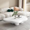 GLTZEN Couchtisch in Wolkenform aus Massivholz, Couchtisch im Cartoon-Stil für den Innenbereich, Cremeweiß, Cartoon-Stil, moderner Mitteltisch für Schlafzimmer, Wohnzimmer, Möbel, Weiß, 120 x 89 x