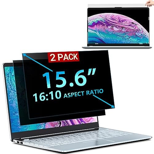 2 Stück - Privacy-15,6 Zoll Laptop-Bildschirm, kompatibel mit Dell/HP/Samsung/Asus/Toshiba, abnehmbarer 15,6 Zoll Laptop-Privatsphären-Displayschutzfolie 16:10, blendfrei,