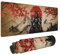 Japanese Cherry Blossom Samurai Cool Anime Red Sun Black Mouse Pad XL Extended Desk Mat, Non Slip Rubber Base Stitched Edge Gaming Pc Desktop Large Mice Pad,31.5 X 11.8 Inch