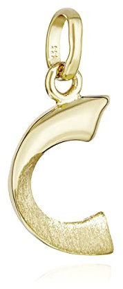 NKlaus Kettenanhänger Buchstabe C 333 Gelb Gold 8 Kt teilmatt 14x8mm Alphabet Amulett 13296