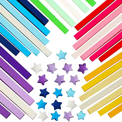 Origami Sterne Papier Papierstreifen zum Basteln Doppel Seitige Einfarbige Dekoration Papier Streifen für DIY Handwerk 2700 Streifen