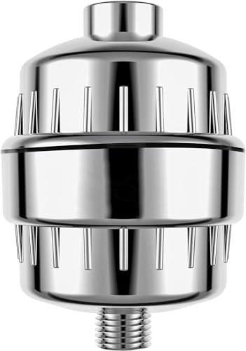 EcoNour Shower Filter with 20 Stage Filtration for Chlorine, Chemicals & Heavy Metals | Improves Skin & Hair Conditions | Compatible Multi-Stage Filter with Replaceable Cartridge | Chrome