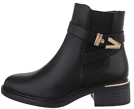 Ital Design Damenschuhe Stiefeletten Klassische Stiefeletten, DES638P-, Kunstleder, Schwarz, Gr. 40