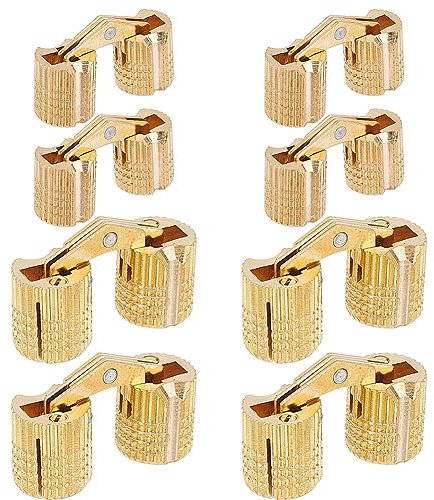 GORGECRAFT 8Stk 8 mm 10 mm Messing-Fassscharniere Zylindrische Versteckte Möbelscharniere Unsichtbare Schrankscharniere Montage 180 Grad Öffnungswinkel Für Holzbearbeitungsprojekt Schmuckschatulle