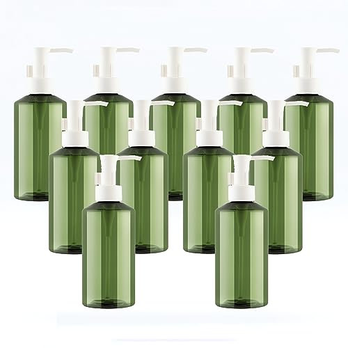 LusDoly 24 Piezas 200ml Verde Recargable Botella Dosificador Vacías de Translúcido Plástico, para Jabón de Emulsión Gel de Ducha con Embudo