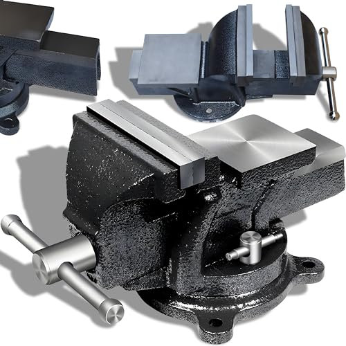 Retoo Schraubstock 125 mm Spannweite Tischschraubstock drehbar Werkbank Hochwertige massive Sicheres Stahlbacken Parallelschraubstock Feststehend