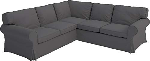 HomeTown Market Strapazierfähiger Ecksofa-Bezug Ersatz Kompatibel mit IKEA Ektorp 2+2 Sektionssofa. Slipcover nur. Sofa Nicht inbegriffen (Polyester dunkelgrau)