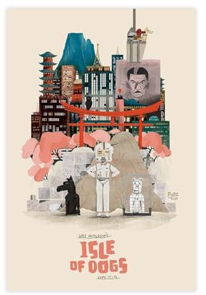 AAVEDA Wes Anderson Film Isle of Dogs Leinwand-Poster, Wandkunst, Dekor, Bild, Gemälde für Wohnzimmer, Schlafzimmer, Dekoration, ungerahmt, 30 x 45 cm
