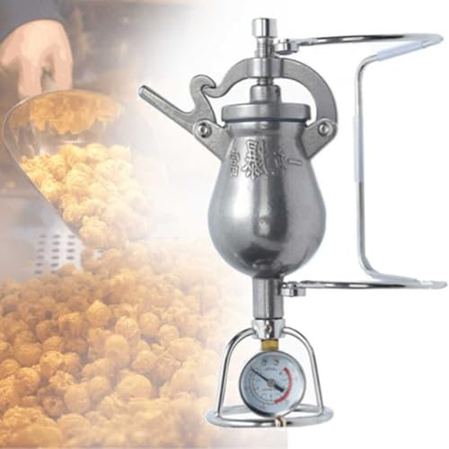 SOYPAX Mini Hand Cranked Popcorn Machine,Edelstahl Lebensmittel Getreide Verstärker,Retro,Hand Crank,Hand Popcorn Machine Home, Heizung langsam Boost mit Manometer geeignet,100ml