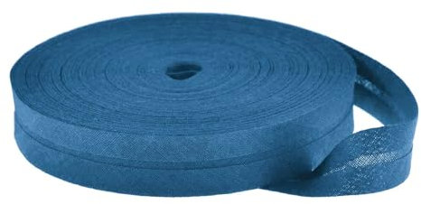 25m Baumwoll-Schrägband 14mm gefalzt, Farbwahl - Einfassband Nahtband Kantenband, Farbe:navyblau
